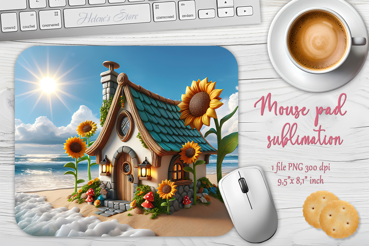 Beach gnomes house mouse pad sublimation design png