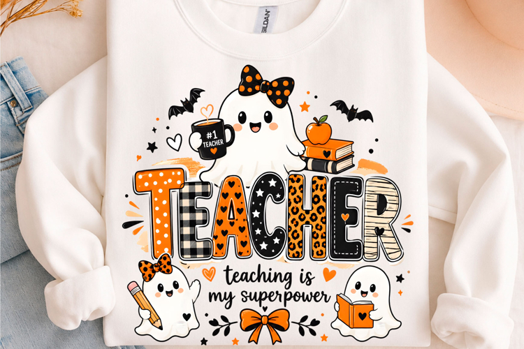 Halloween Teacher Ghost Superpower PNG