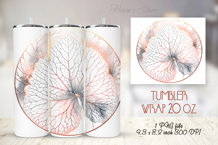 Watercolor leaves floral straight tumbler 20oz wrap designs