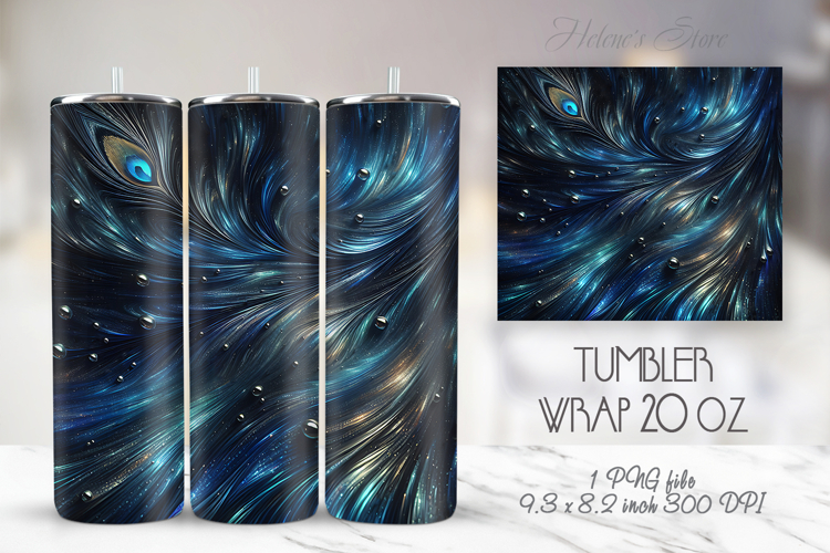 Bright waves blue tumbler 20 oz wrap sublimation design png
