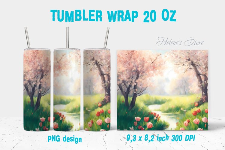 Spring tumbler | Spring garden tumbler| Floral tumbler wrap example image 1