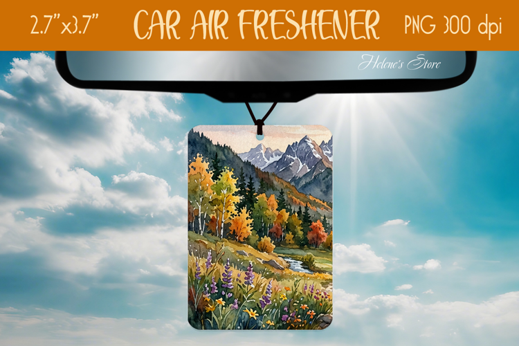 Autumn Mountains Air Freshener Car sublimation design png