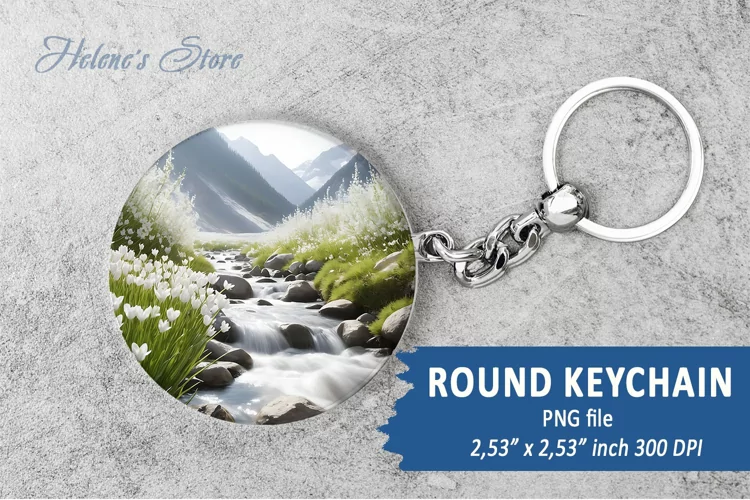 Mountain round keychain sublimation| Car coaster mountains