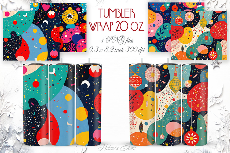 Abstract Christmas pattern straight tumbler 20oz wrap design