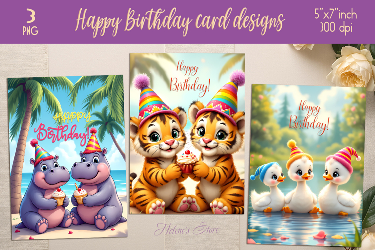 Funny animals greeting card designs | Happy Birthday cards