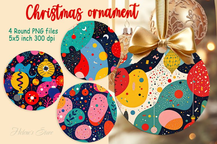 Bright Merry Christmas ornament sublimation designs PNG