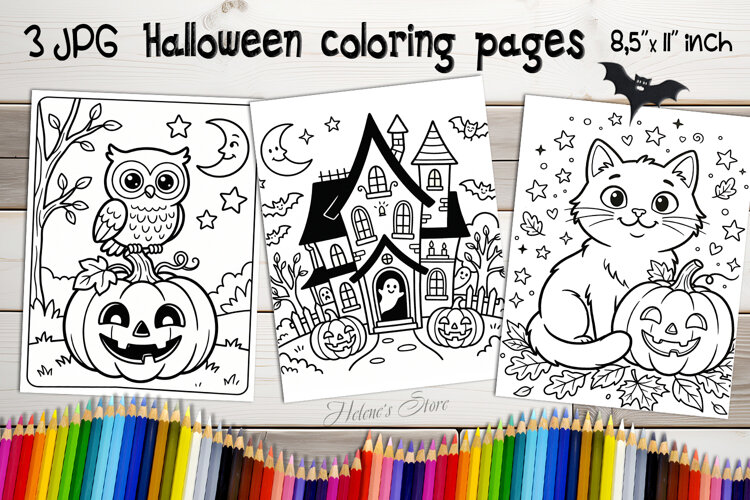 Cute Halloween Coloring Pages | Kids Coloring Book Print example image 1