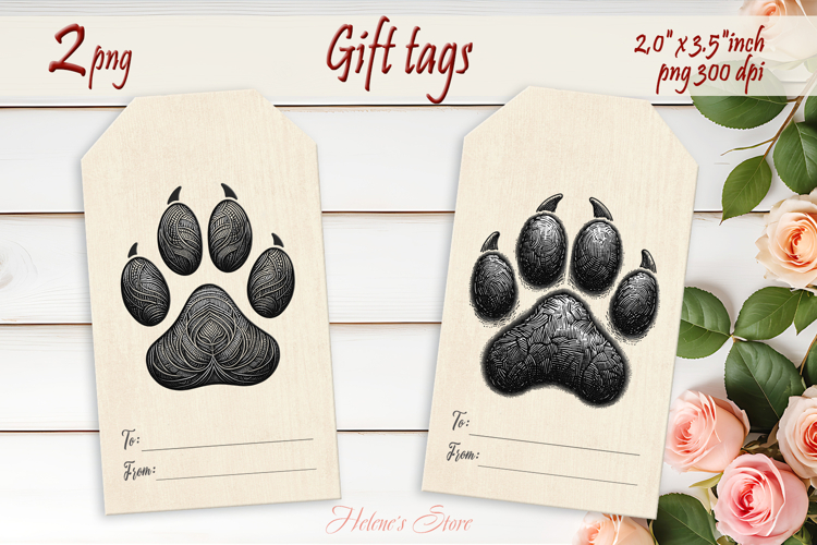 Lover dog paw Gift Tags| Scetch heart labels| Pets label png
