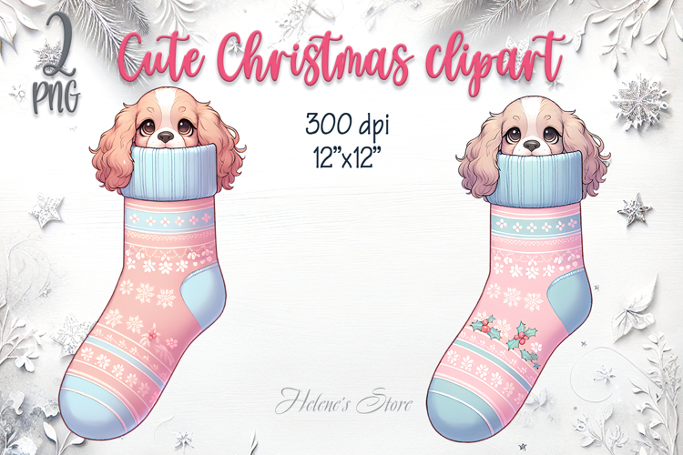 Christmas cute dogs in socks clipart| Winter t shirt designs