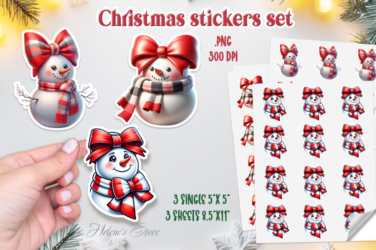 Retro Christmas snowman printables stickers | Coquette bows