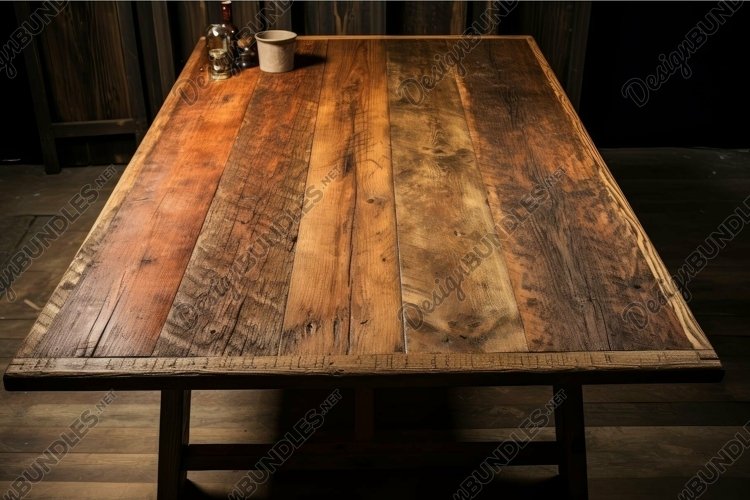 Warm wooden table surface under soft lighting