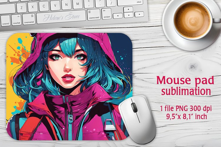Pop art girl mouse pad | Cosmic Sublimation mouse mat