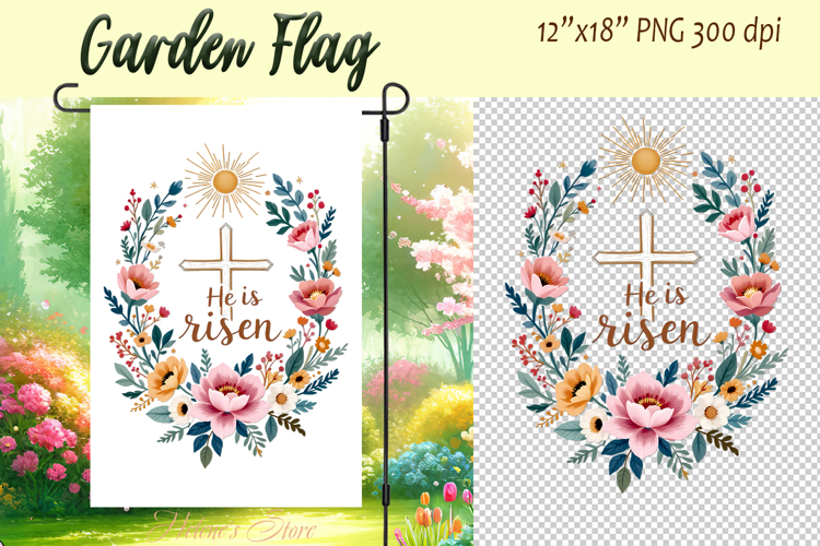 Easter Garden Flag Sublimation |Religious sublimation Easter