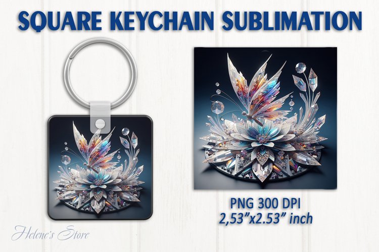 3d Crystal butterfly keychain sublimation | Square keychain example image 1