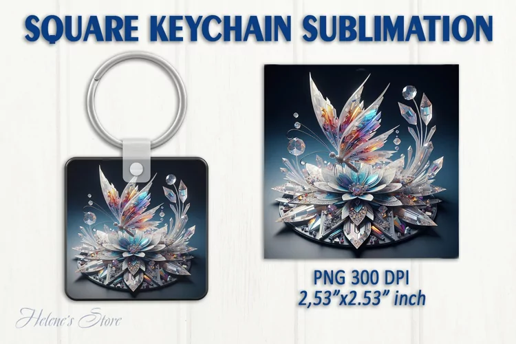 3d Crystal butterfly keychain sublimation | Square keychain