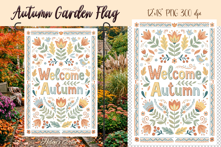 Welcome Autumn Garden Flag Sublimation | Fall garden design