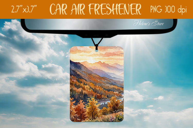 Autumn Mountains Air Freshener Car sublimation design png