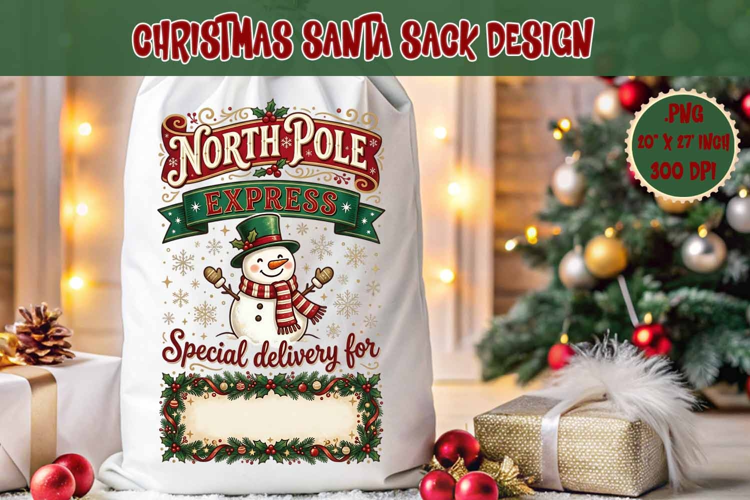 Christmas Santa Sack sublimation design | Christmas Gift Bag