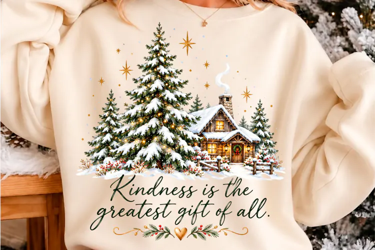Kindness Christmas Cabin Sublimation PNG