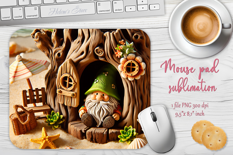 Summer beach gnomes mouse pad sublimation design png