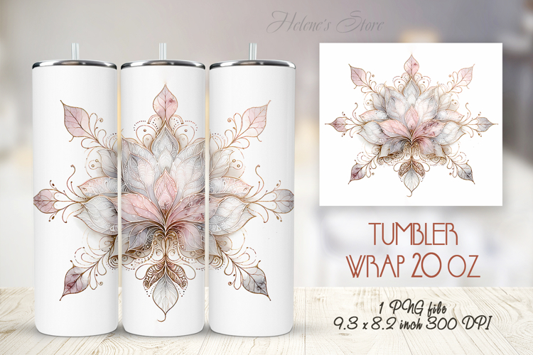 Pink watercolor leaves straight tumbler 20oz wrap designs