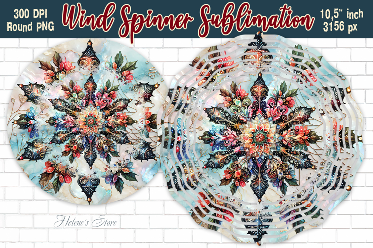 Christmas Snowflake Wind Spinner wrap sublimation design png