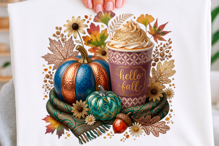 Hello Fall Pumpkin Spice T-shirt Png