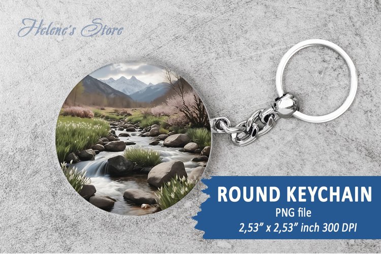 Mountains round keychain sublimation| Car coaster mountain