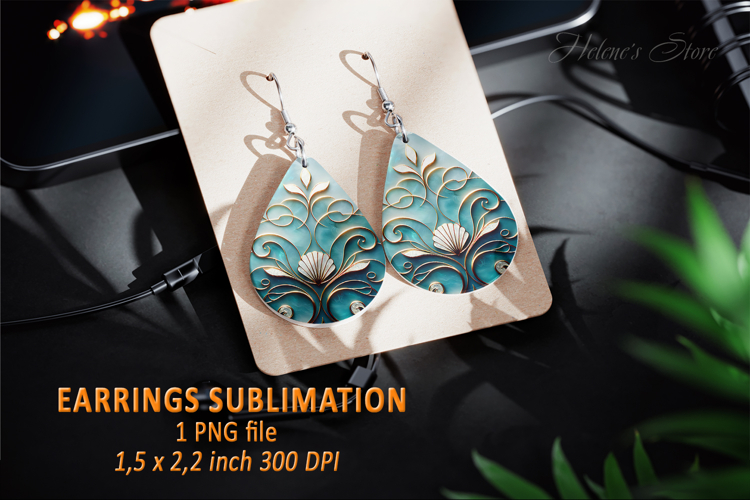 Gold Aquamarine Ocean earrings design| Teardrop earring png