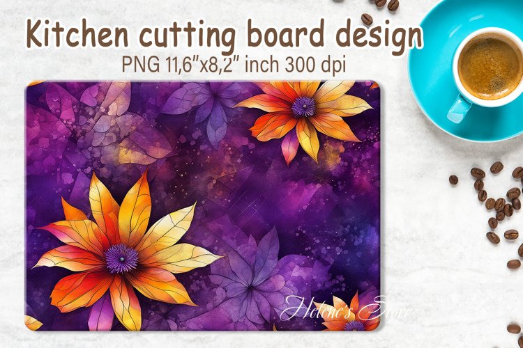 Watercolor flowers pattern design cutting board sublimation