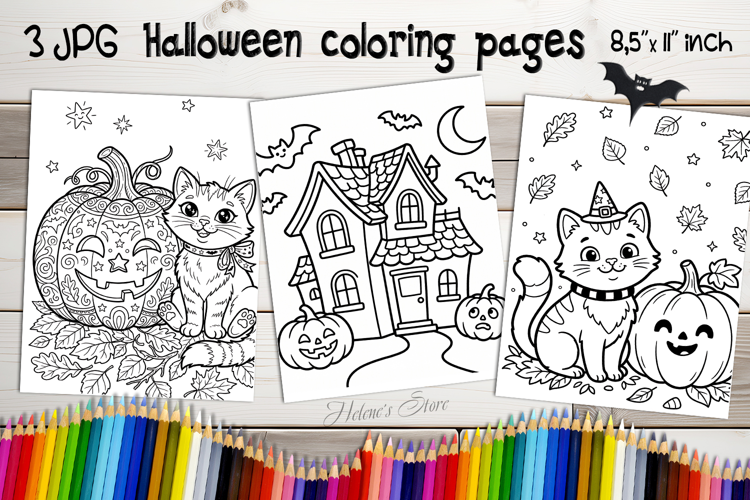 Cute Halloween Coloring Pages | Kids Coloring Book Print