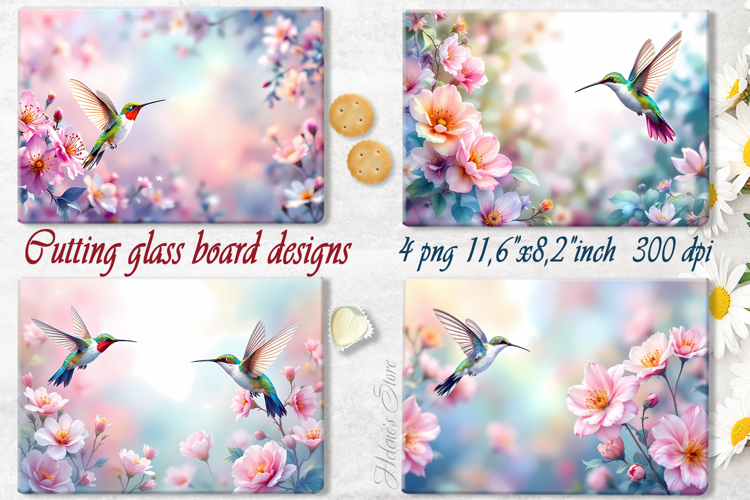 Hummingbird cutting board sublimation design | Tropical bird