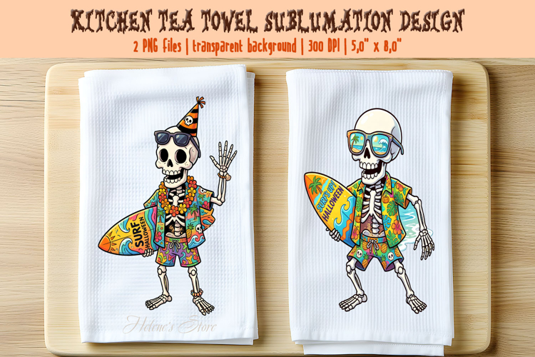 Funny Halloween Skeleton kitchen towel sublimation designs