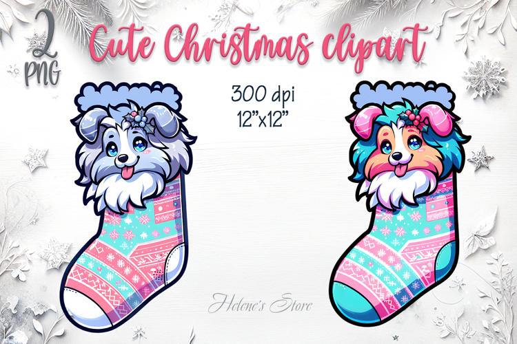 Christmas cute dogs in socks clipart| Winter t shirt designs