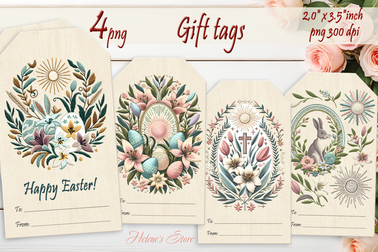 Easter cross Gift Tags|Happy Easter labels|Boho pastel label