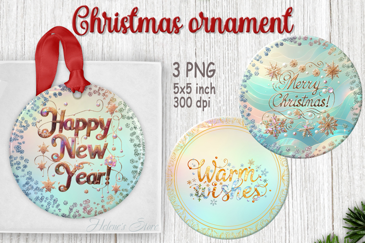 Bright Merry Christmas ornament sublimation designs PNG