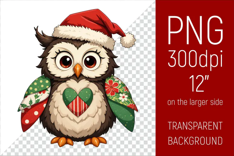 Christmas Owl PNG | Christmas Sublimation Design