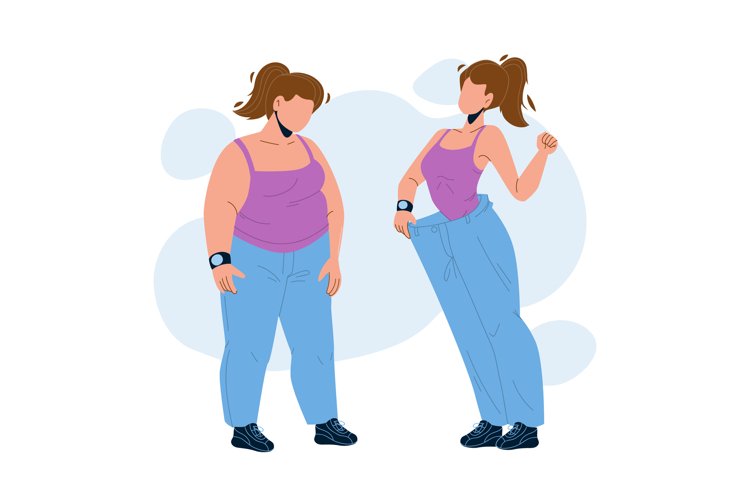 Loose Weight Woman Before And After Look Vector example image 1