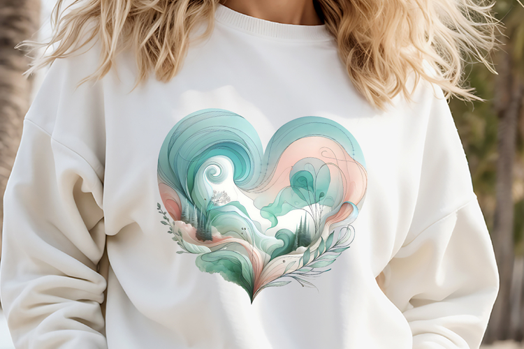 Cute watercolor heart sublimation design | Love clipart png