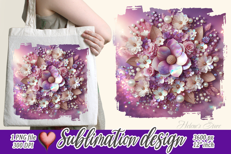 3d Pastel floral pattern |Cute purple sublimation design png