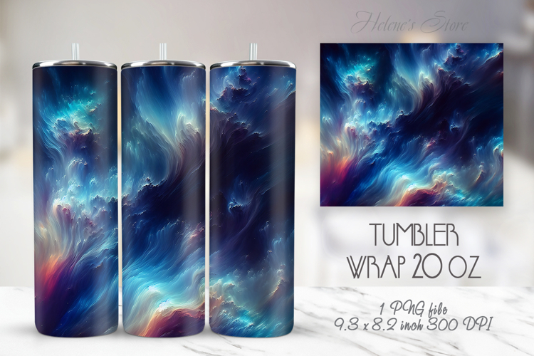 Bright waves blue tumbler 20 oz wrap sublimation design png