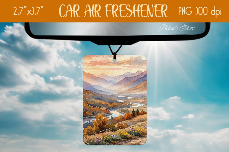 Autumn Mountains Air Freshener Car sublimation design png example image 1