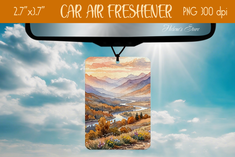 Autumn Mountains Air Freshener Car sublimation design png