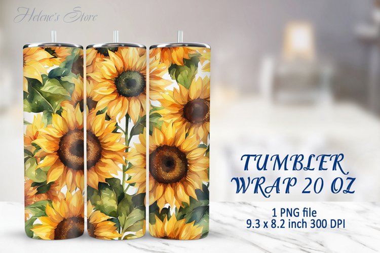Tumbler Sublimation | 20oz Skinny Tumbler Wrap | Sunflower