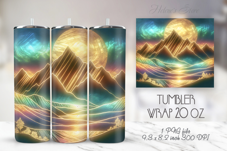 Magical Mountains straight skinny tumbler sublimation wrap