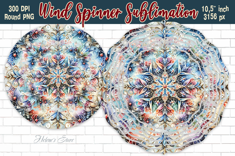 Christmas Snowflake Wind Spinner wrap sublimation design png