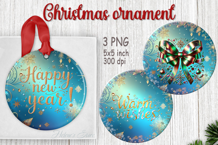 Bright Merry Christmas ornament sublimation designs PNG