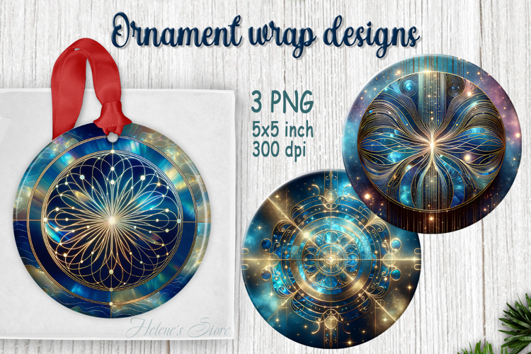 Fantasy cosmos round ornament sublimation designs PNG