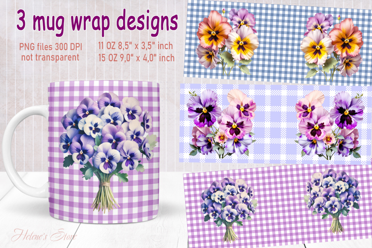 Vintage summer flowers design mug wrap 15 oz 11 oz png