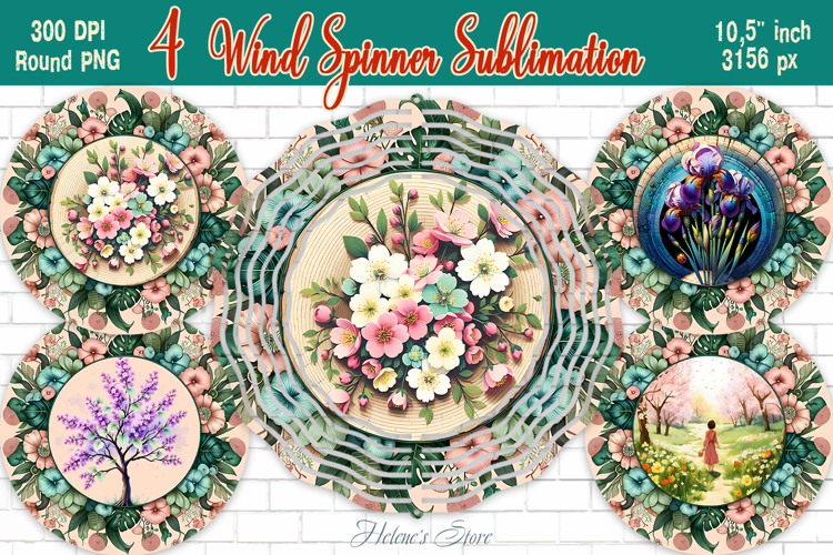 Spring designs Wind Spinner wrap sublimation|Blooming garden